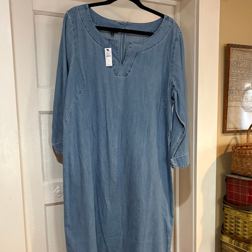 Talbots Light Blue Denim Long Sleeve Dress